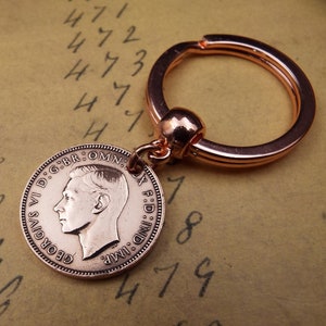Clearance Sale 1939 OR 1949 Bumped and Bruised British Bronze Farthing Coin Keyring image 8
