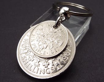 The Original 1967 Two and Six Genuine Coin Keyring 59th Birthday Keepsake