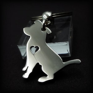 Stainless Steel Terrier Heart Silhouette Keychain Dog Keyring Gift Jack Russell Keepsake Momento Rainbow Bridge Sentimental Memorial Present