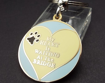 Pet Loss Memorial Keyring My Heart Is Waiting At The Bridge Dog Cat Sympathy Gift
