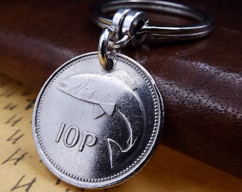 1993 Irish 10 Pence Coin Keychain 33rd Birthday Gift,