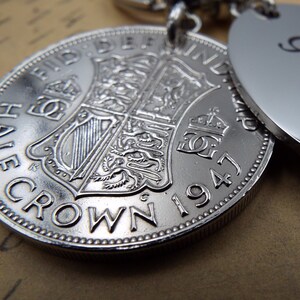 GRANDAD 1947 Half Crown British Coin Keyring 77th Birthday Gift Birth Year Metal Keepsake Charm Keychain For Men Him Fathers Day UK image 3