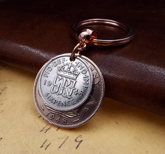 Lucky sixpence coin keepsake gift 70th other ages available