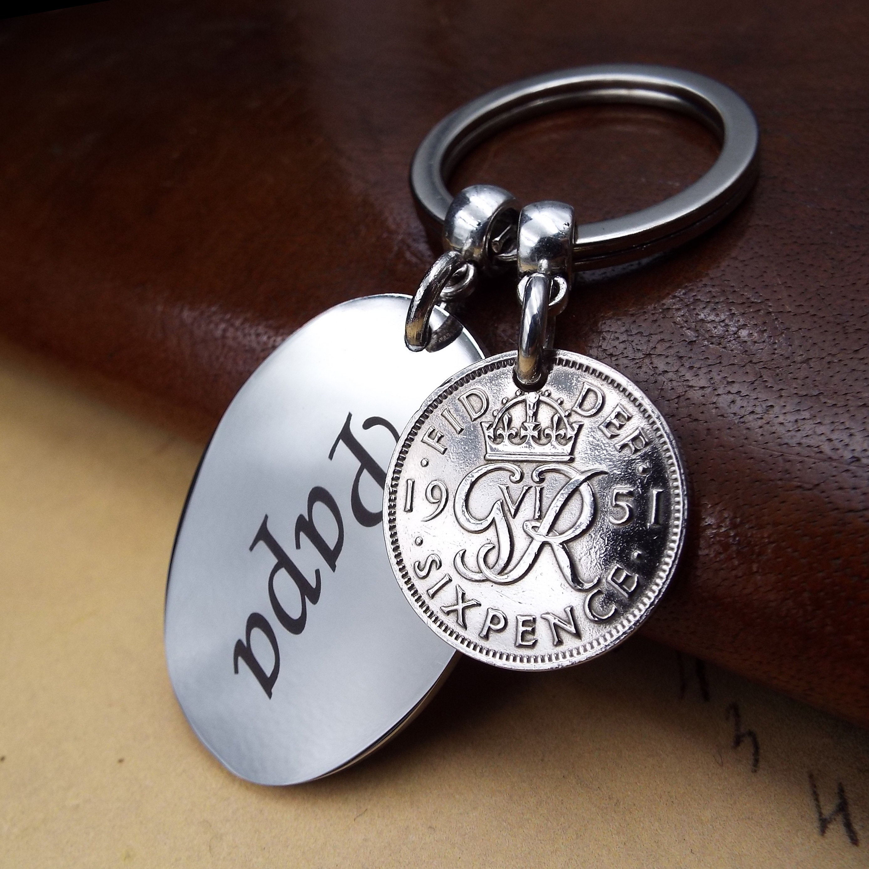 Men's Lucky Sixpence Talisman Necklace in Silver or Gold Vermeil