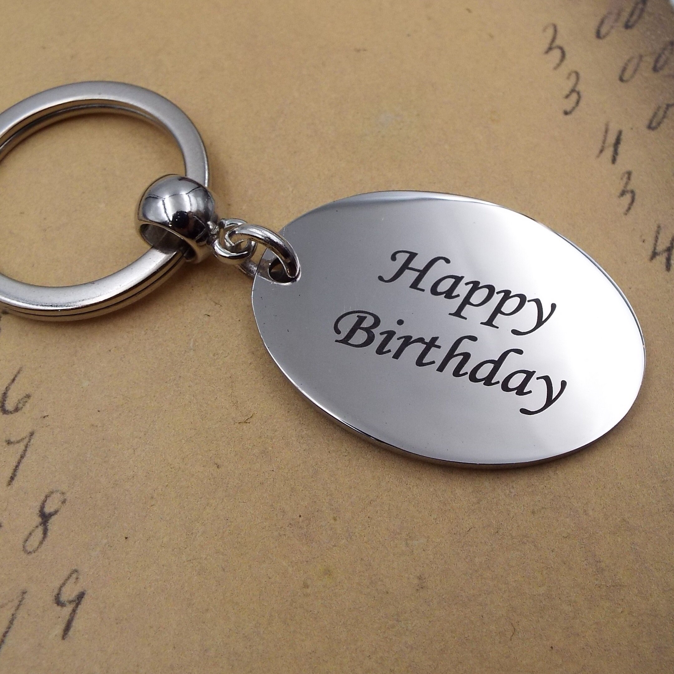 HAPPY BIRTHDAY Engraved Stainless Steel Keyring Birthday Gift Etsy