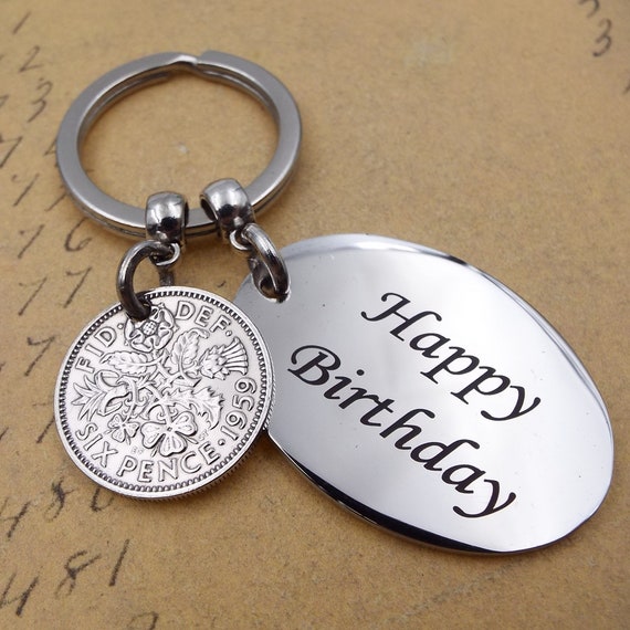 1959 Sixpence Anchor Keyring for 60th Birthday Gift boxed 