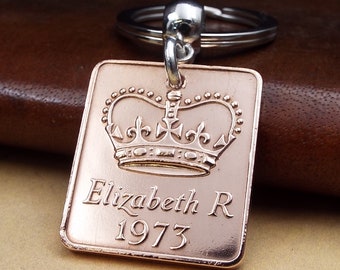 1973 Keyring Limited Edition Royal Mint Proof Coin Medal Medallion Anniversary Retirement 51st Birthday Keepsake Small Sentimental Token UK