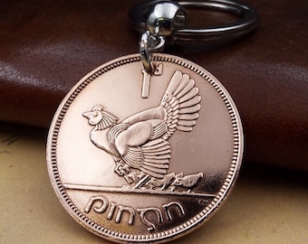 1966 Old Style Irish Bronze Penny Coin Keychain Keyring 60th Birthday Gift St Patricks Day Lucky Token
