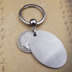 1954 70th Birthday Gift Sixpence Coin Keyring Stainless Steel Tag Small Sentimental Keepsake Nostalgic Anniversary Present Idea Men Women UK Bild 7