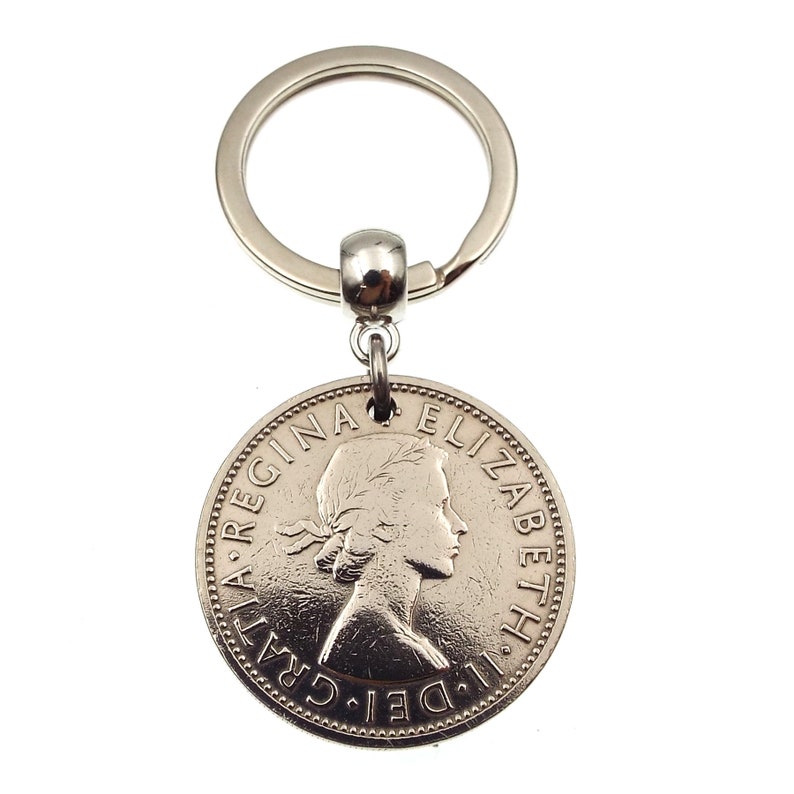 1954 'Two And Six' Double Coins Keychain 70th Birthday Gift 2 Shillings and Sixpence Small Sentimental Keepsake Idea Men Women Him Her UK image 9