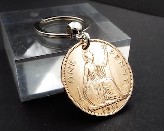 79th Birthday Gift 1947 Lucky Penny Bronze Coin Keyring Birth Year Keepsake Present Idea Him Her Men Women Retirement Anniversary UK