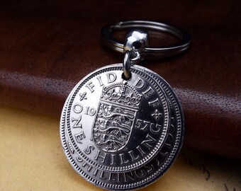 リサイクル☺︎ 69th Birthday Gift 1957 Three Shillings Double Coin Keyring
