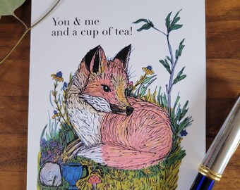 Jij en ik en een kopje thee, Fox-wenskaart