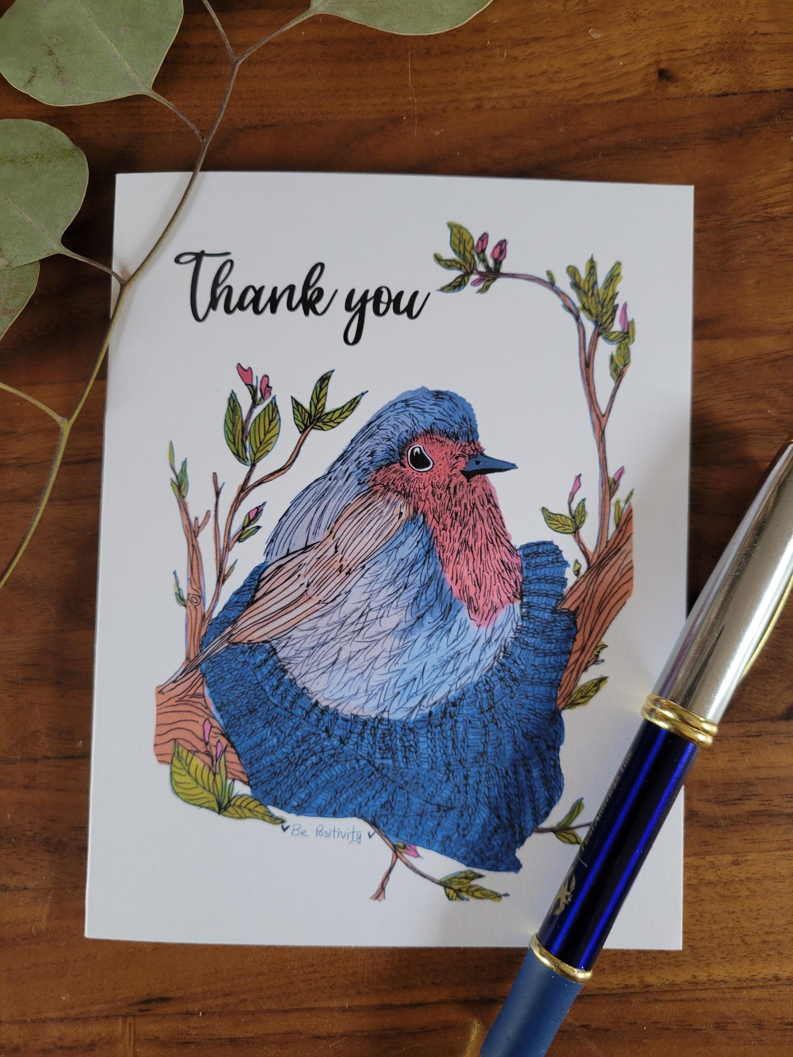 Thank You, English Robin Greeting Card - Etsy