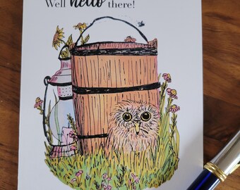 Uil, blanco binnenkant, wenskaart