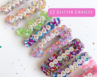 Personalized Glitter Resin Hair Clip: Custom Name Celebration Clip