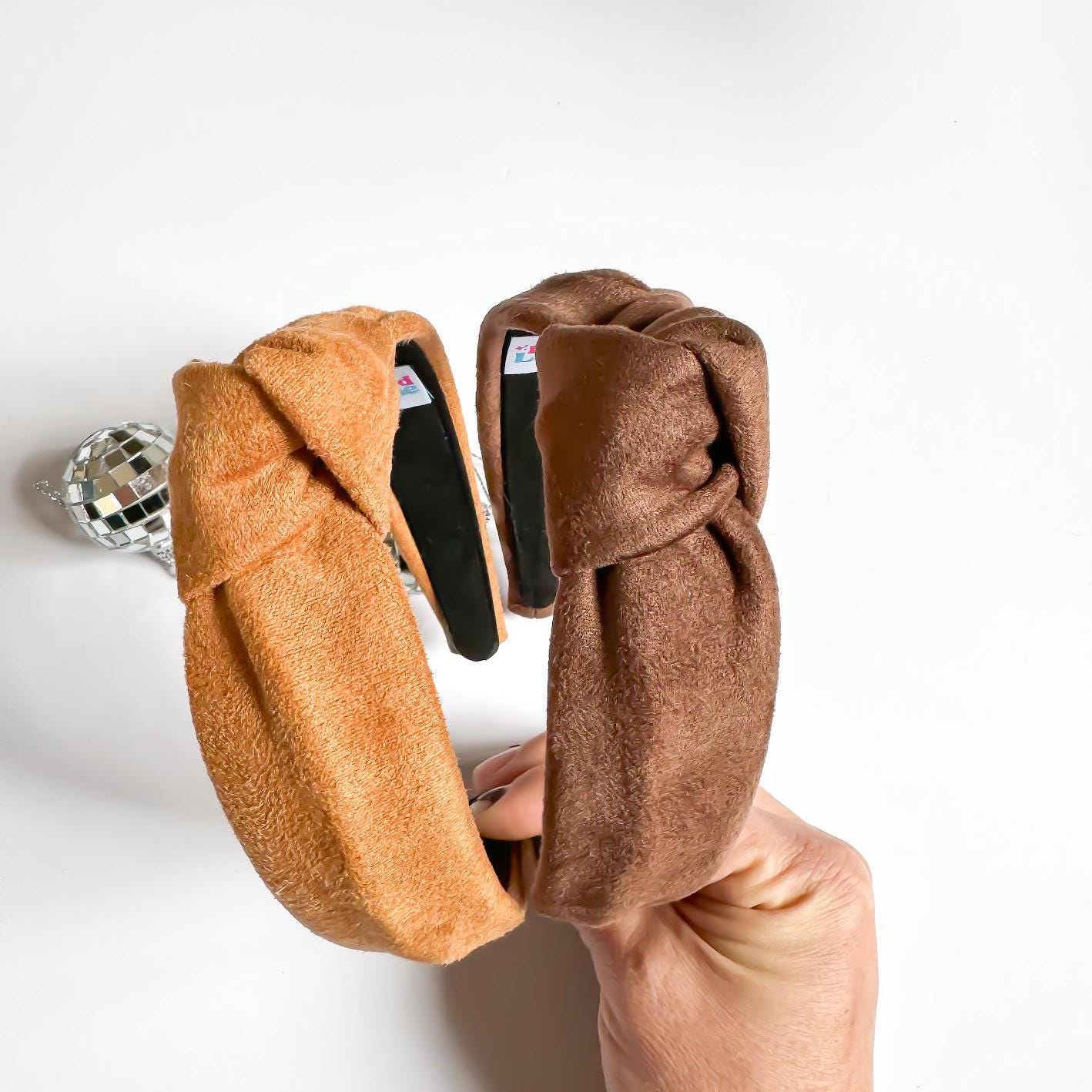 Embellished Tan Custom‎ Leather Headband Twine and Love | Padded Jeweled Headband | Embellished Headbands main image 2