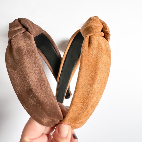New ✨ Set of 3 Brown Ombre Top Knot Faux Suede Boutique Statement Headbands Amazon.com : Knotted Fashion Hairbands and Hair Hoops: Non  main image 3