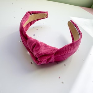 Raspberry Pink Corduroy Top Knotted Headband