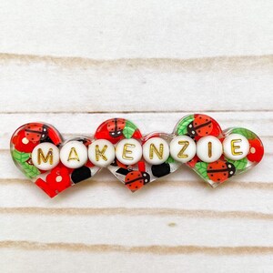 LADY BUG GARDEN summer Personalized Single Hair Clip| Barrett | Hair clips for gifts