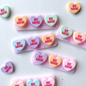 Pastel Conversation Faux Candy Hearts Be Mine Single Hair Clip Barrette for Valentine's Day Gifting