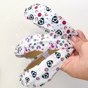 Unicorn and Smiley Retro Soccer Top Knot Fabric Headband