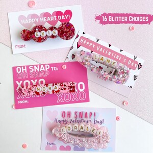 GLITTER VALENTINE Hair Clips | custom name or phrase| Single hair Barrett for girls