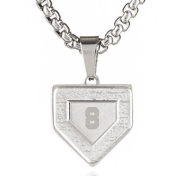 Home Plate Number Pendant Silver