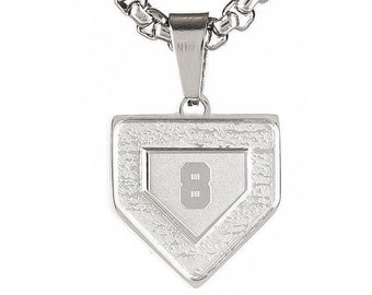 Home Plate Number Pendant Silver