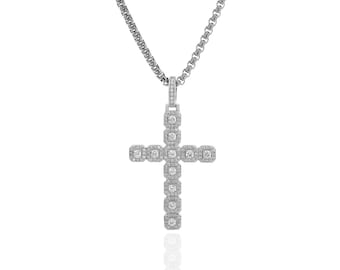 Iced Stainless Steel Cross Necklace