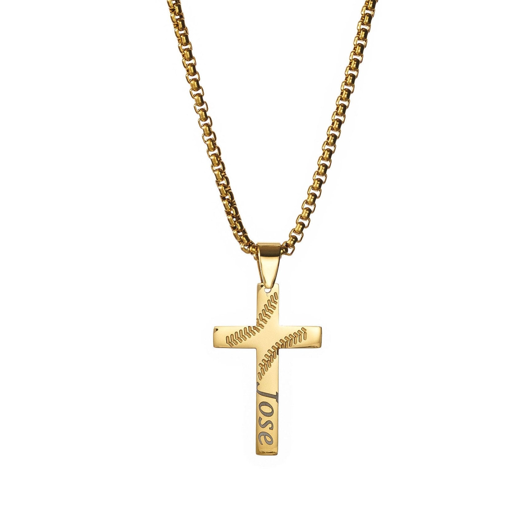 Engraved baseball cross necklace store