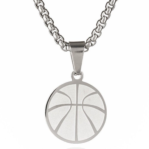 Basketball Sports Pendant Necklace Stainless Steel Sports Etsy