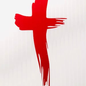 Cross vinyl window decal.