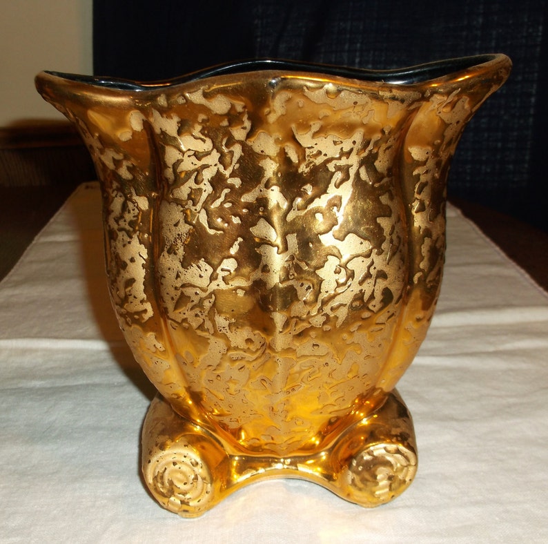Vintage Weeping Gold Vase Etsy