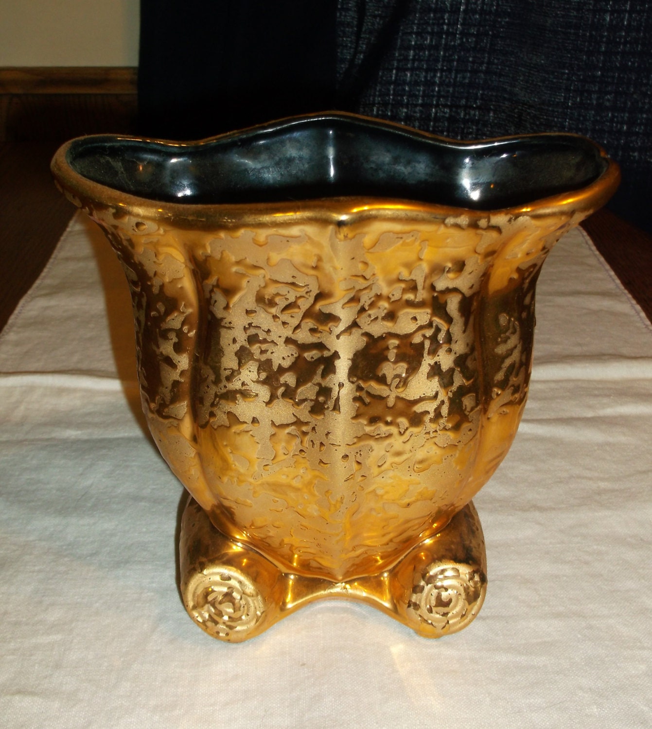 Vintage Weeping Gold Vase Etsy