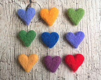 Wool Felt Hearts - Pick Your Own Colors - Jumbo Felt Hearts - Small Felt Hearts - Pick Your Size