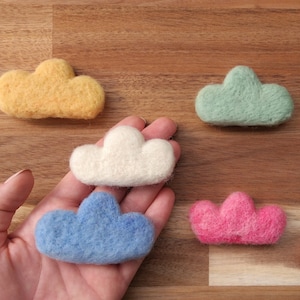 Felt Clouds, White Felted Clouds, Large Felt Clouds, Wool Felt Cloud, Waldorf Felted Toy, Nursery Decoration, Baby Garland Decor, 1 or 5 pc