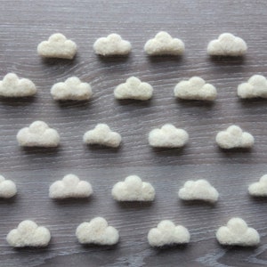 Mini Felt Clouds, 1 inch White Clouds Waldorf Felted Toy, Nursery Felt Cloud Decoration, Baby Garland Decor, 1-10 pcs