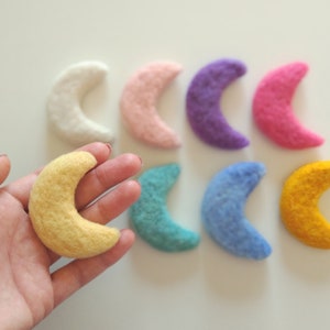 Felt Moons - Felted Moons - Wool Felt Moons - Felt Balls - Moon Baby Mobile - Yellow Moon - Blue Moon - Pick Your Color, 6cm Felt Moons