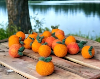 Felt Oranges - Small Felted Tangerine - Mini Wool Felt Orange - Felt Fruit