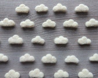 Nubes de fieltro en miniatura, juguete Waldorf blanco, guirnalda decorativa para bebé, 2,5 cm