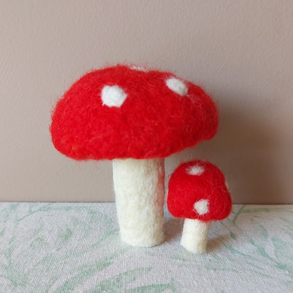 Large Felt Mushroom / Large Felt Forest Toadstool / Needle Felted Mushroom / DIY Baby Mobile Garland / Party Decoration / Waldorf Toy