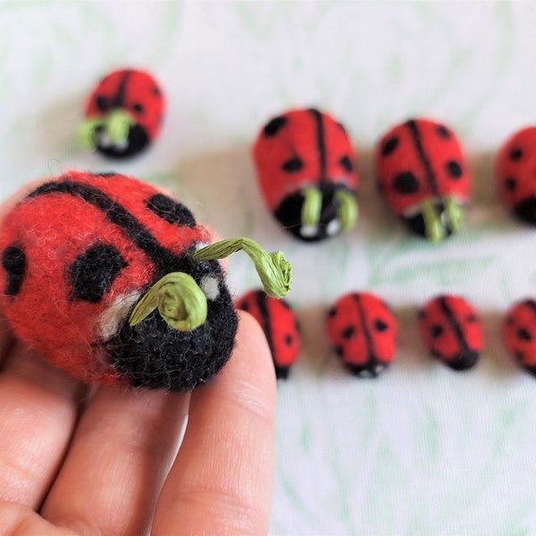 Felted Ladybug / Wool Felt Ladybug / Felted Insect / Needle Felt Ladybug / Ladybug Decor / Felted Ladybird