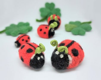 Felted Ladybug / Wool Felt Ladybug / Felted Insect / Needle Felt Ladybug / Ladybug Decor / Felted Ladybird