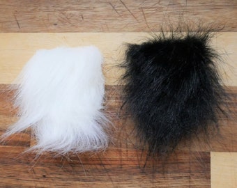 Pre Cut Straight White or Black Gnome Beard - Pure White or Black Faux Fur Beard Hair - Handmade DIY Gnome - Gnome Making Craft Supply