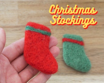 Wool Felt Christmas Stocking | Handmade Ornament, Mantel Decor