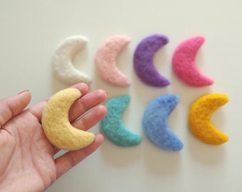 Felt Moons - Felted Moons - Wool Felt Moons - Felt Balls - Moon Baby Mobile - Yellow Moon - Blue Moon - Pick Your Color, 6cm Felt Moons