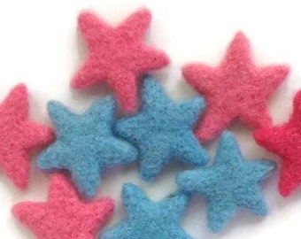 Large Felt Stars 5pcs+ | Nursery Mobile 5cm 7cm 10cm Felted Stars | Star Pom Poms for DIY