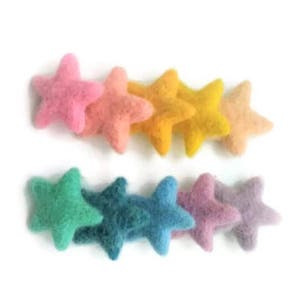Wool Felt Stars in Pastel Colors - Large or Small Felt Stars Bundle - Handmade Felted Stars - Colorful Wool Stars - Set of 10