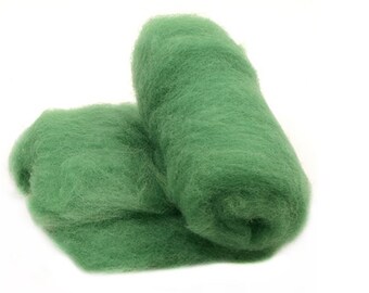Grass Green Wool Roving, Chunky Wool for Felting and Spinning
